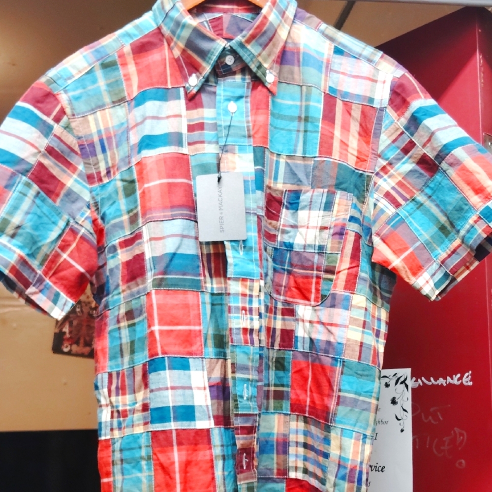 Spier & Mackay Multicolor Patchwork Button Down *Short Sleeve*